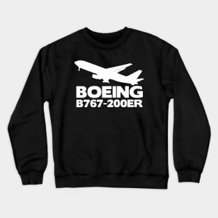 Boeing B767-200ER Silhouette Print (White) Crewneck Sweatshirt